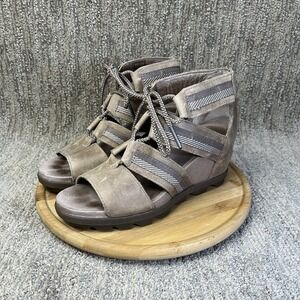 Sorel Wedge Sandals Joanie II Lace Up Gladiator Ash Brown Womens Sz 8 NL3272-240